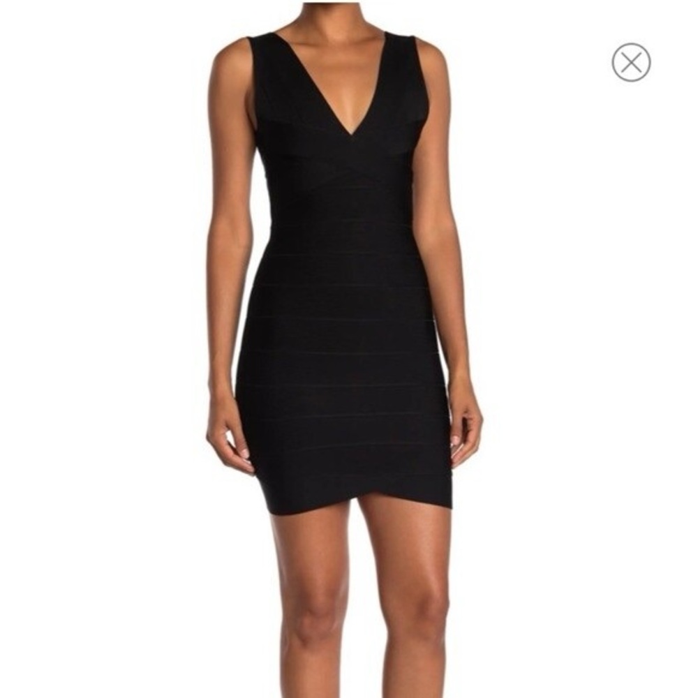 Herve Leger V neck bandage mini dress